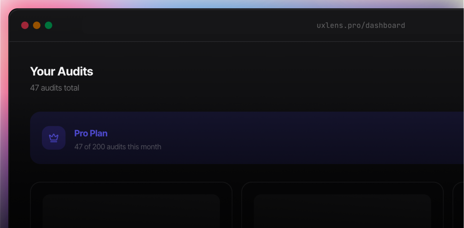UXlens dashboard